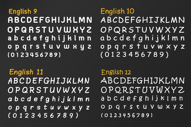 แบบฟอนต์ทำป้าย ตัวอักษรทำป้าย ภาษาอังกฤษ น่ารักๆ